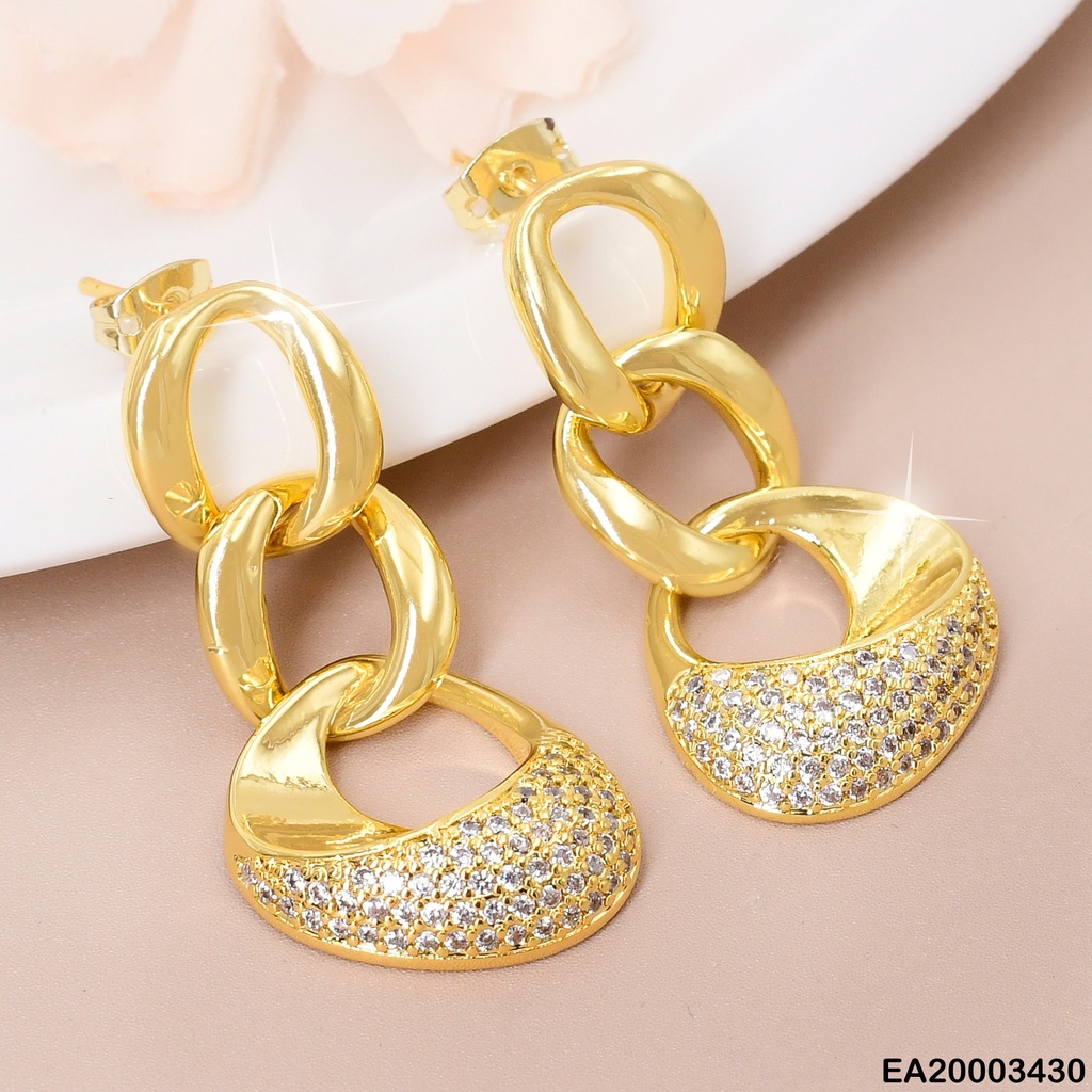 ARETES 3 ESLABONES CADENA LISAS/ZIRCONIAS EE1957-268