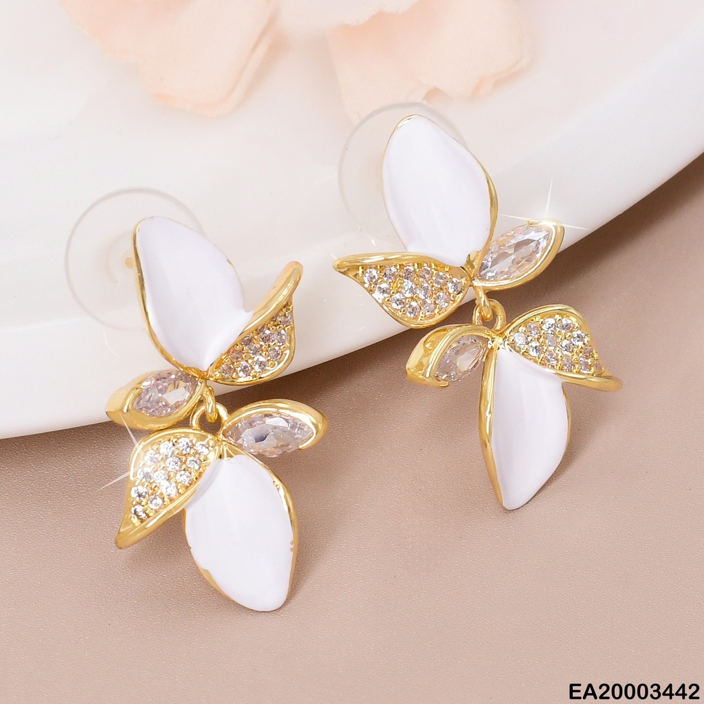ARETES RAMITA HOJAS BLANCAS/ZIRCONIAS EE1063-6