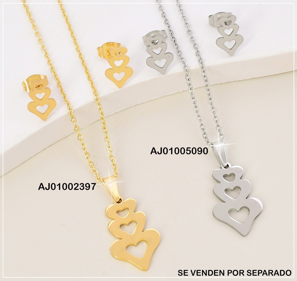 JUEGO PLAT.CROQUIS 3 CORAZONES EN VERTICAL SA683-143 EC.