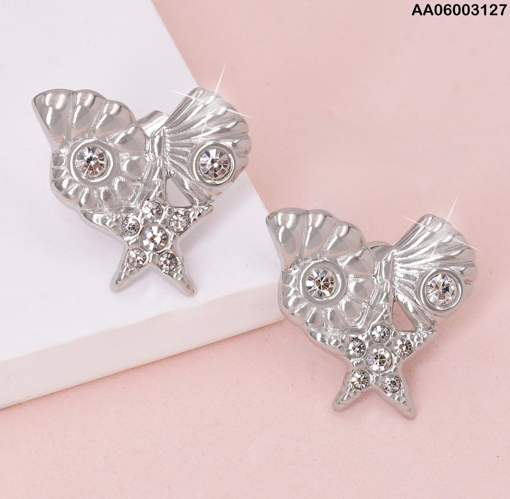 ARETES PLAT. OSTRA/CONCHA DE CARACOL/ESTRELLA ZIRC EA941-45