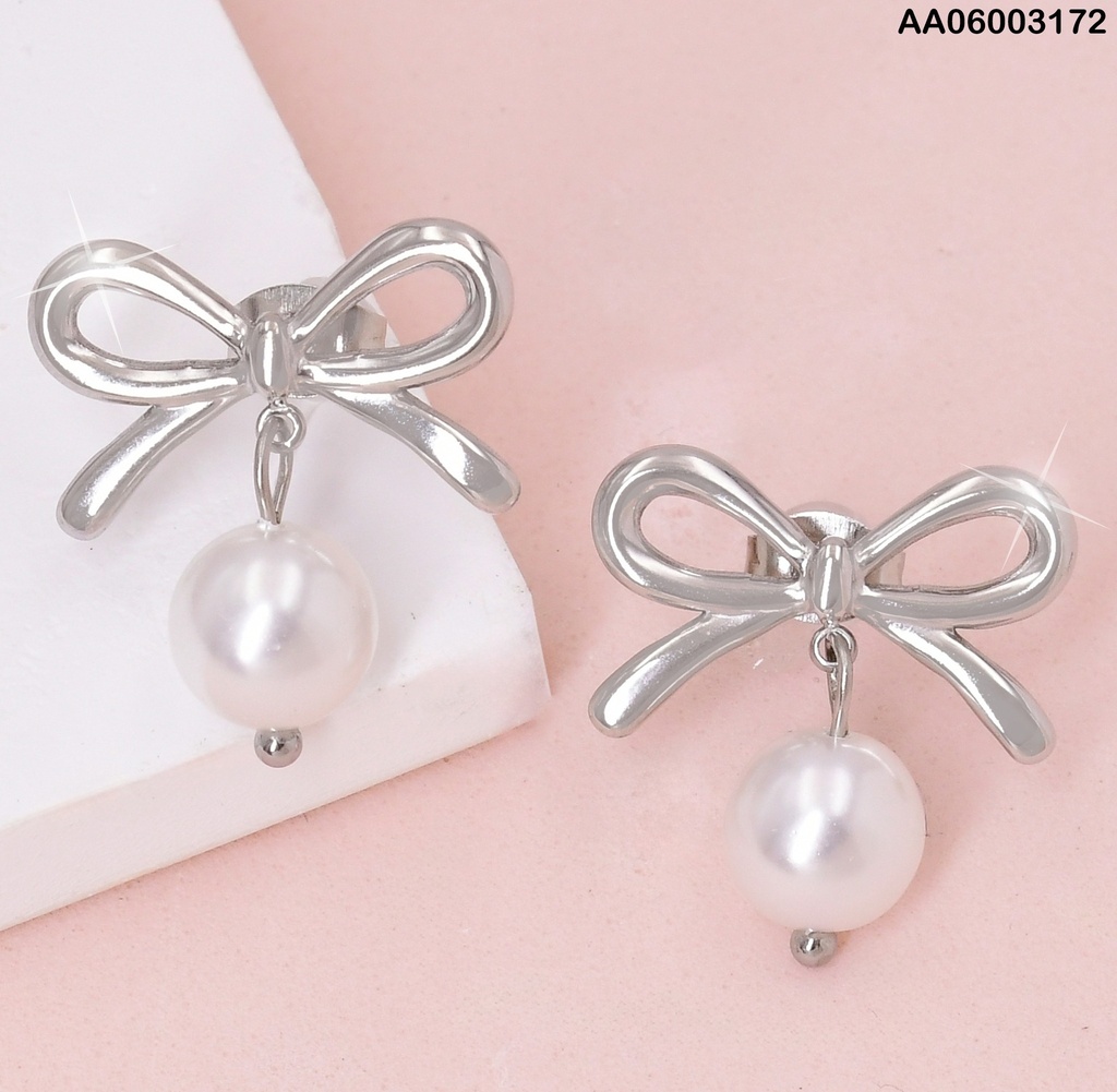 ARETES PLAT LAZO/ PERLA COLGANTE EA1022-45