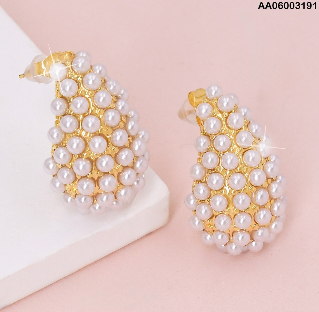 ARETE DOR GOTA CUBIERTA POR PERLITAS EA1051-45
