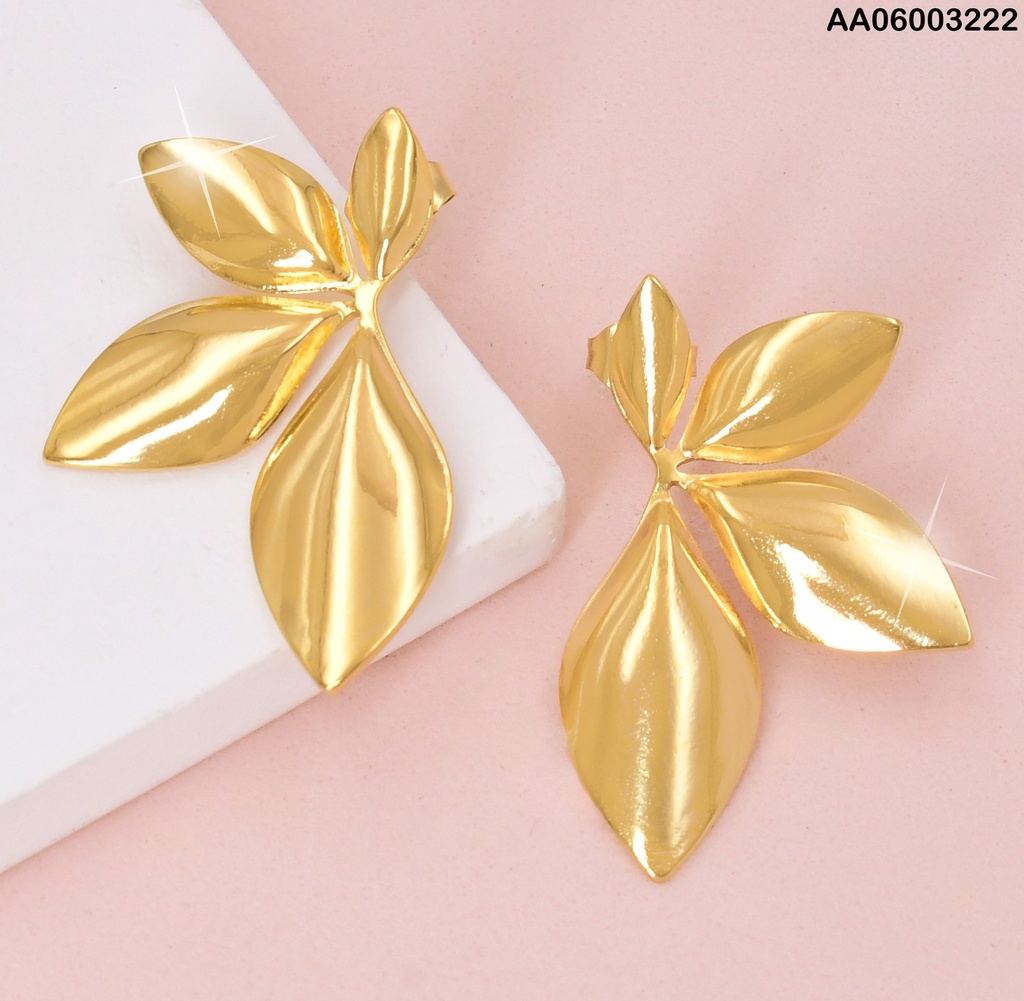 ARETES DOR MEDIA FLOR 4 PETALOS EA1094-45