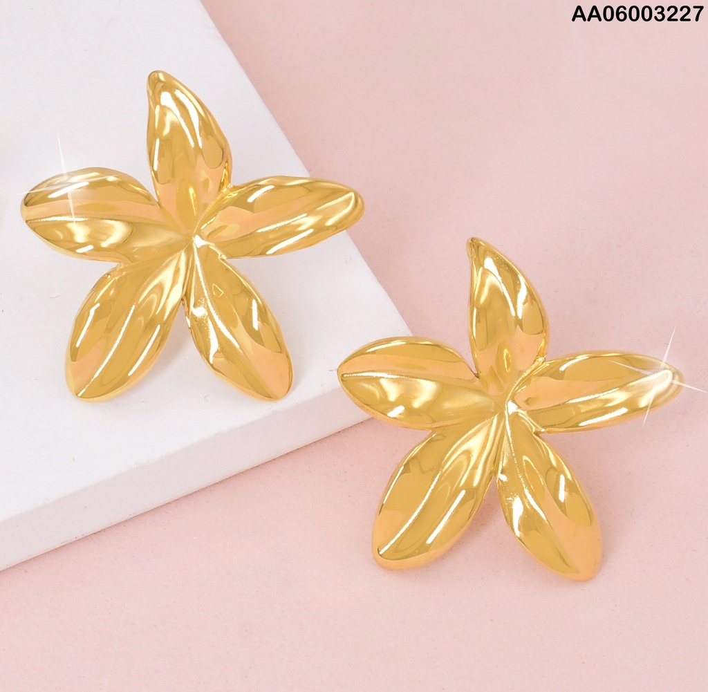 ARETES DOR FLOR 5 PETALOS LISOS EA1096-45