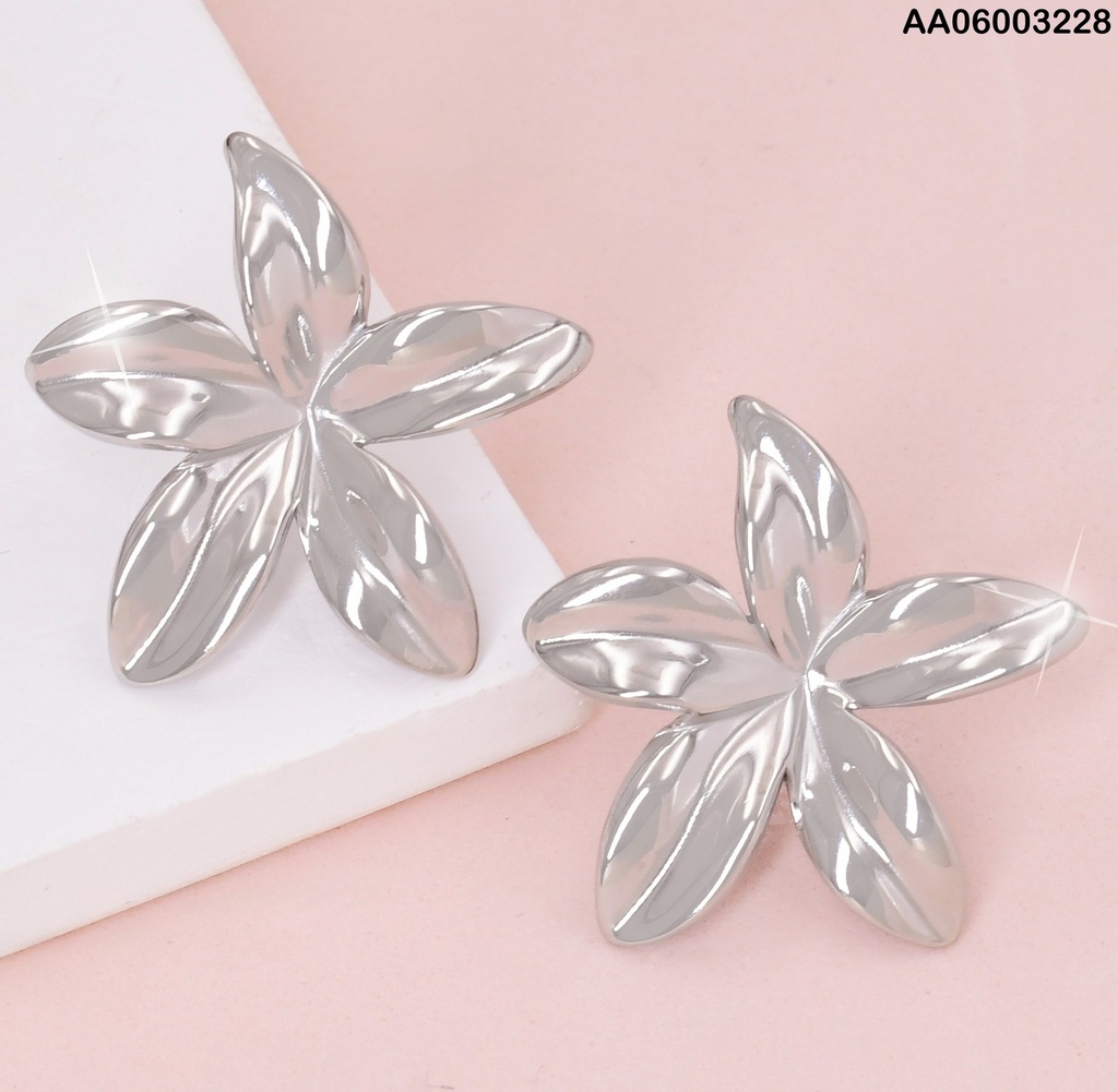 ARETES PLAT FLOR 5 PETALOS LISOS EA1097-45