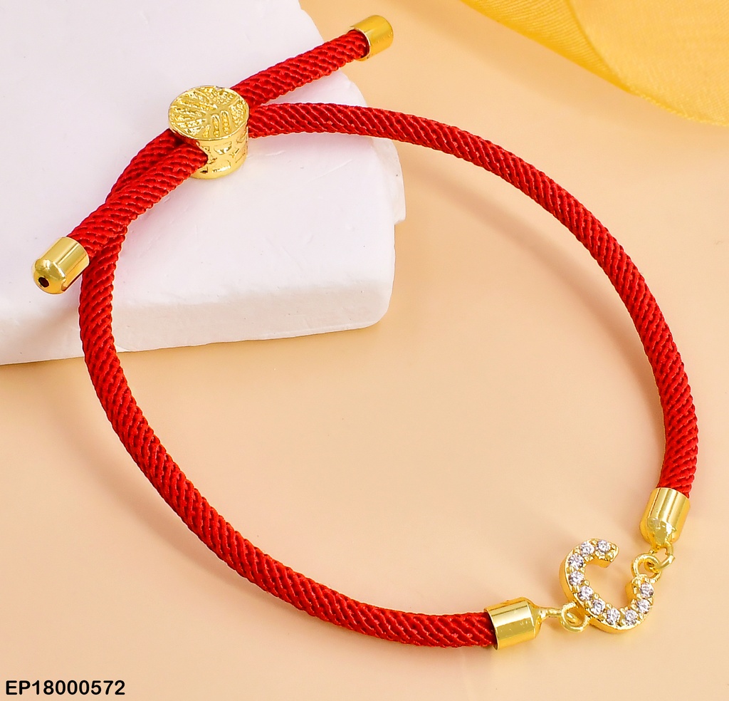 PULSERA ROJA LETRA "C" ZIRC BE245-5