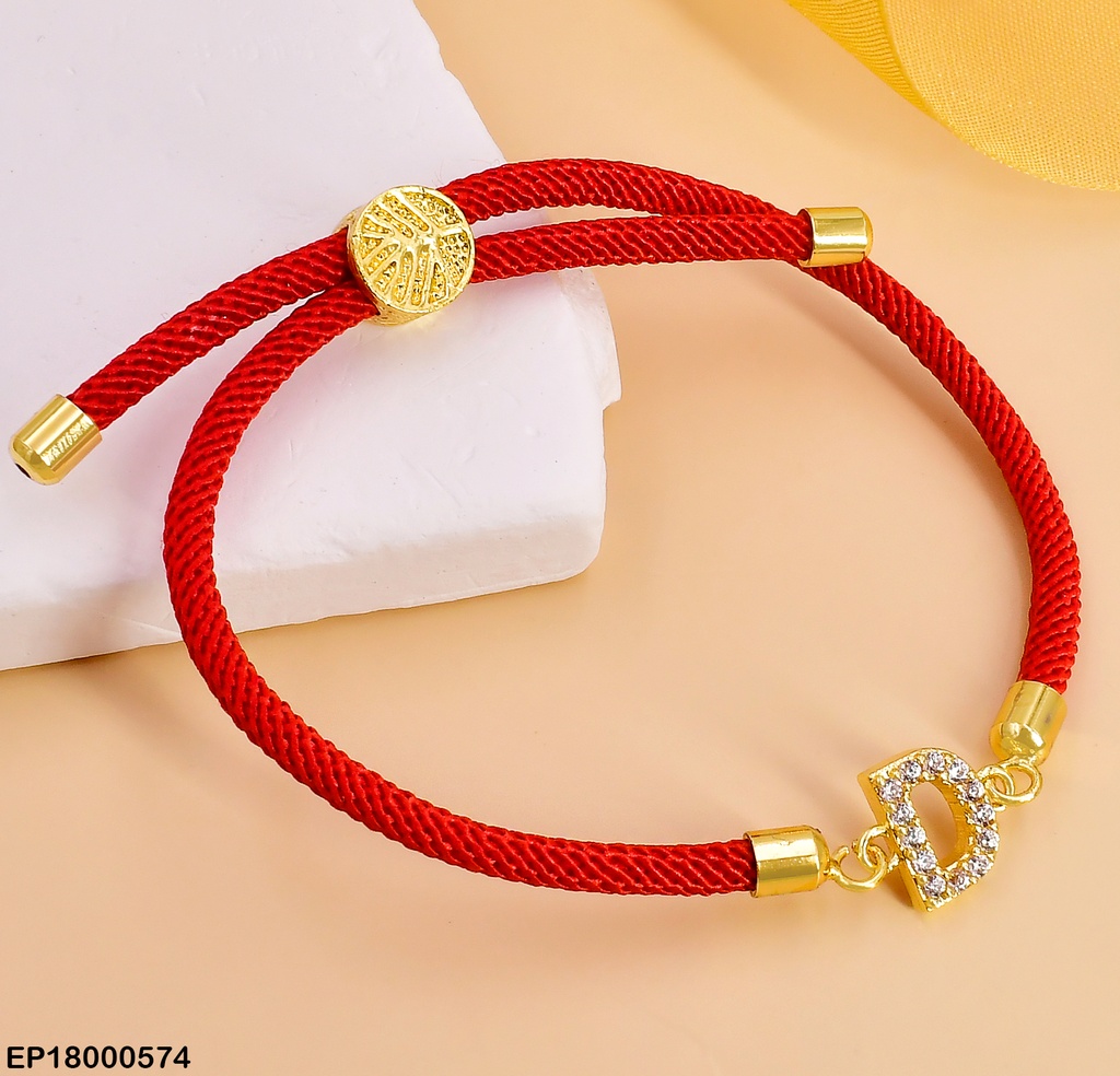PULSERA ROJA LETRA "D" ZIRC. BE247-5