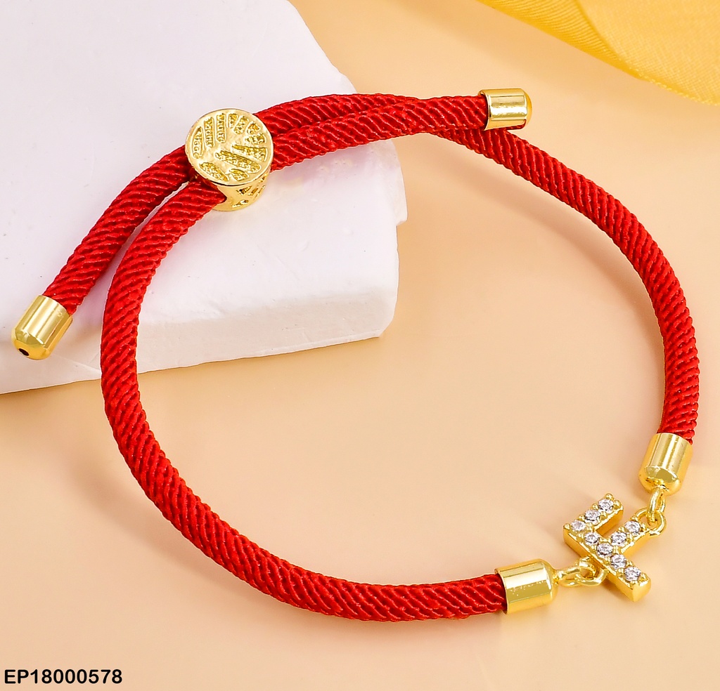 PULSERA ROJA LETRA "F" ZIRC. BE251-5