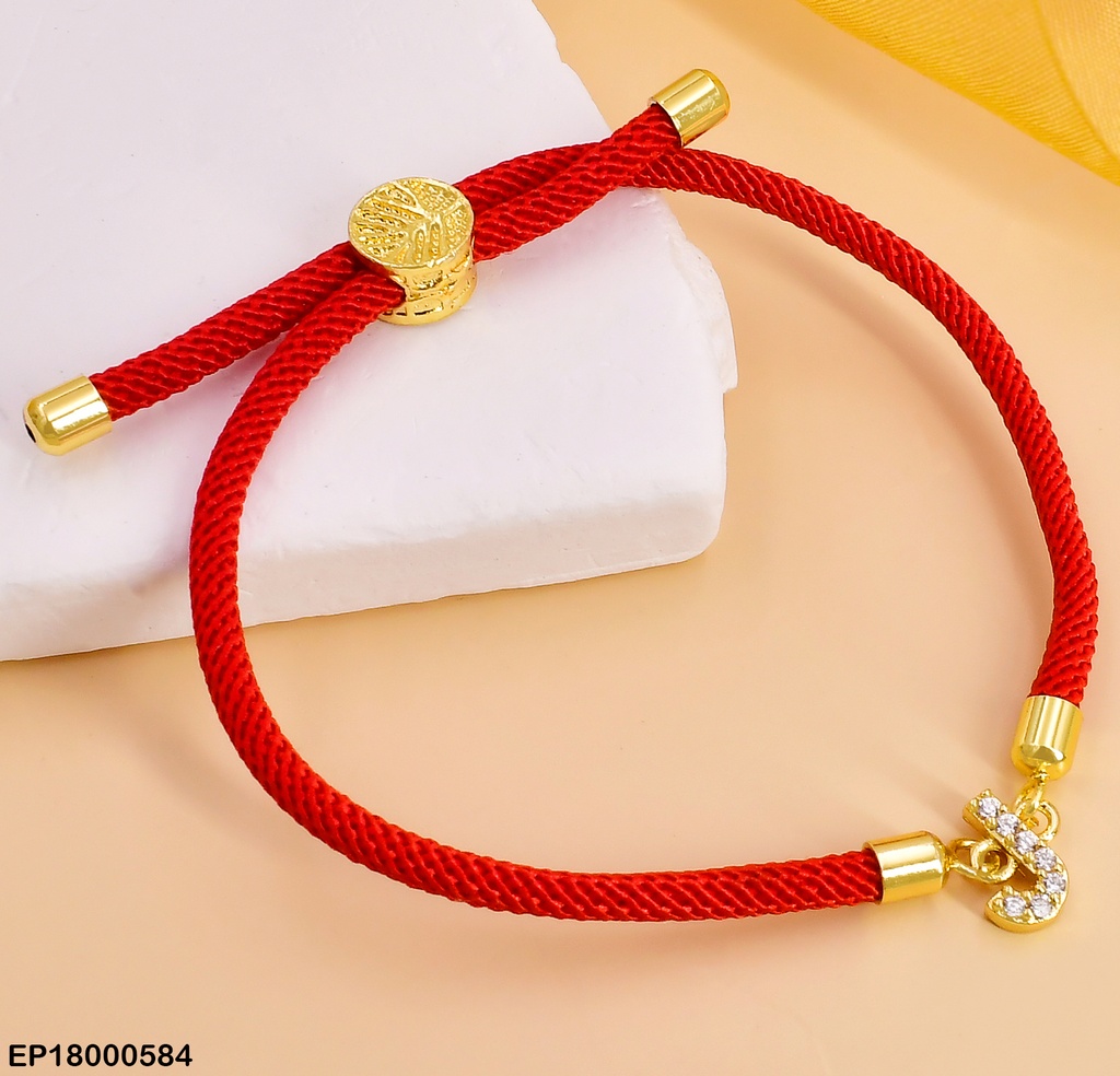 PULSERA ROJA LETRA "J" ZIRC. BE257-5