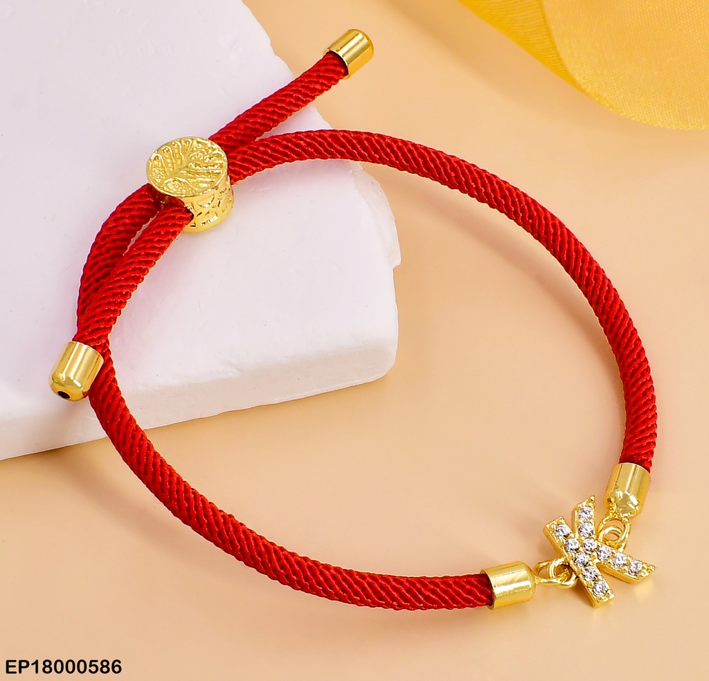 PULSERA ROJA LETRA "K" ZIRC. BE259-5