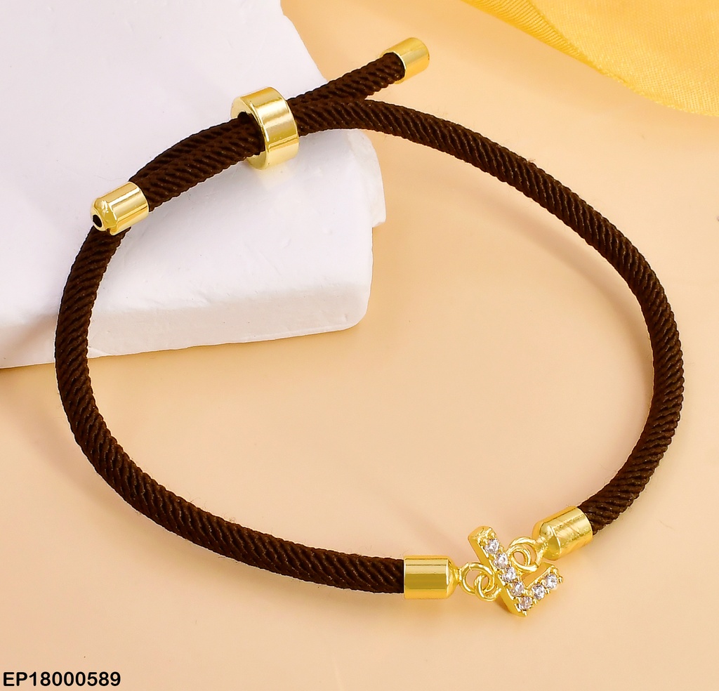 PULSERA NEGRA LETRA "L" ZIRC. BE262-5
