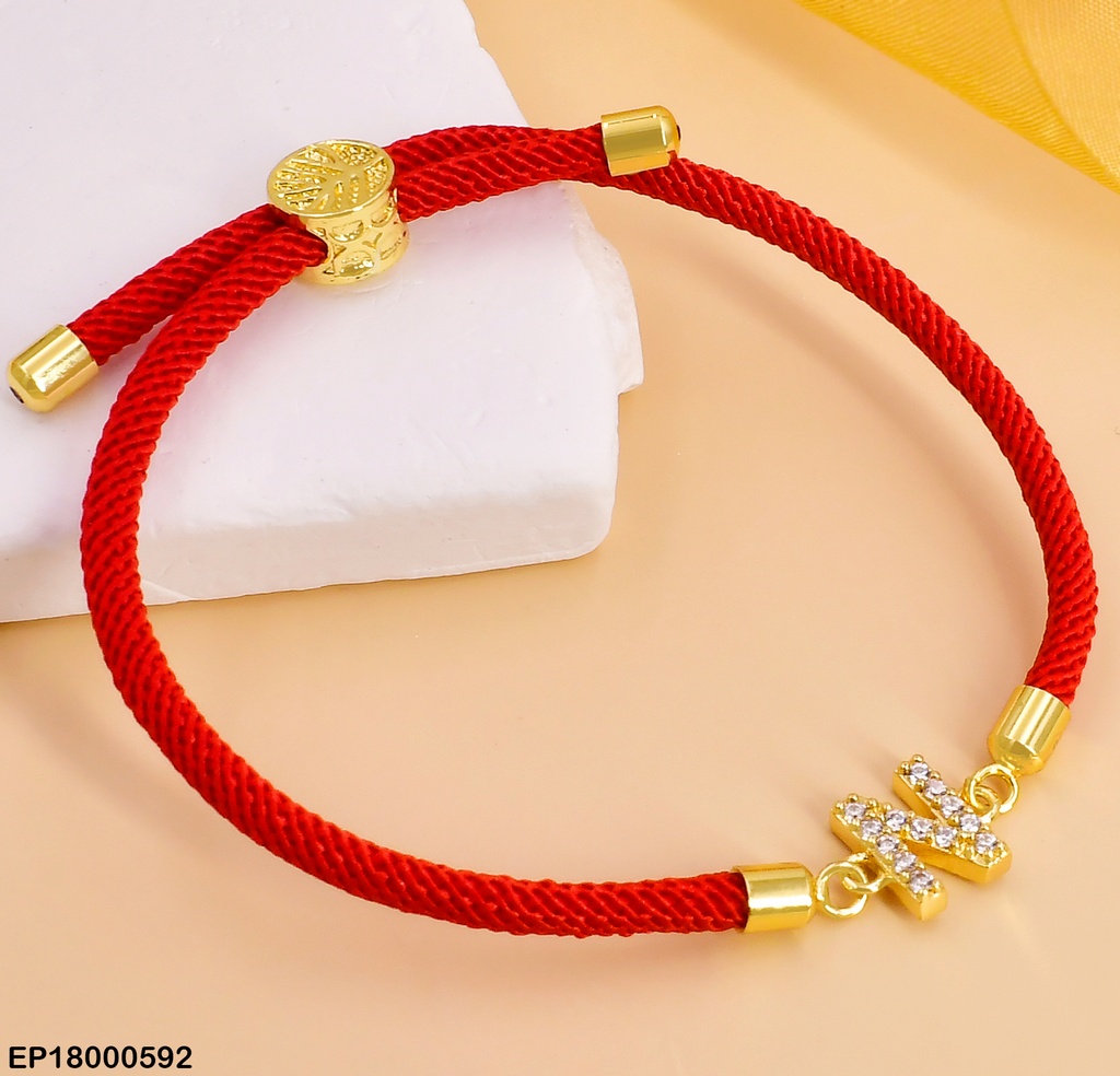 PULSERA ROJA LETRA "N" ZIRC. BE265-5