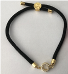 PULSERA NEGRA LETRA "O" ZIRC. BE268-5