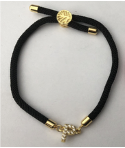 PULSERA NEGRA LETRA "P" ZIRC. BE270-5
