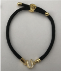 PULSERA NEGRA LETRA "U" ZIRC. BE278-5