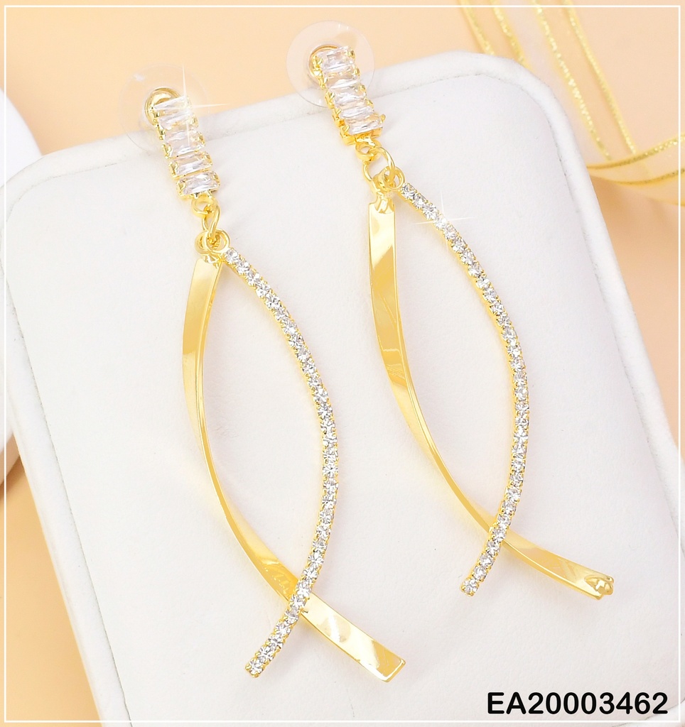 ARETES DOR ZIRC RECT EN HORIZONTAL/LINEAS LISAS & ZIRC COLGANTES EE1156-132