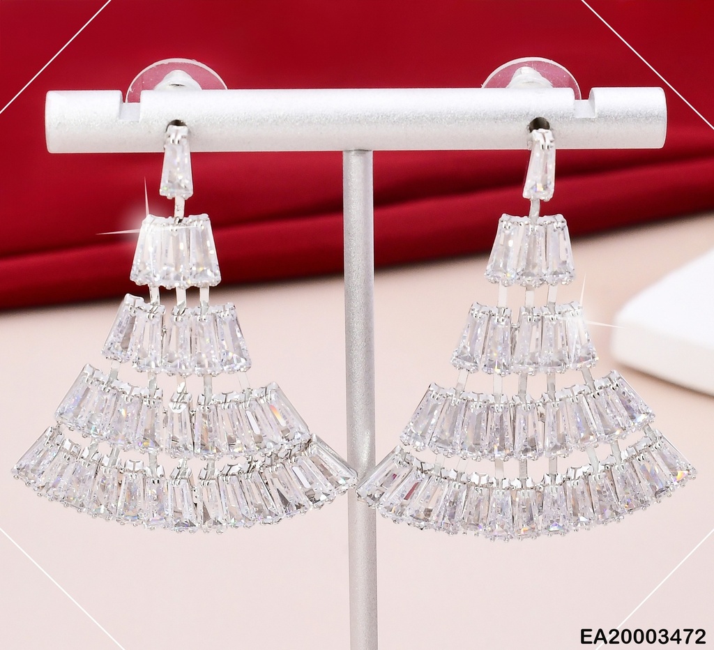ARETES PLAT LLUVIA ZIRC RECT.  EE1114-132