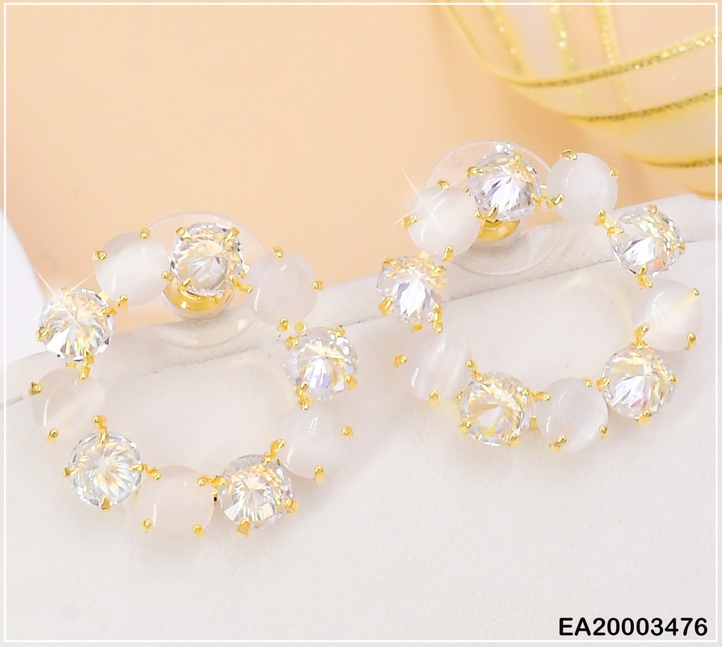 ARETES CIRCULO ZIRC. PIEDRAS BLANCAS/CRISTAL EE1235-132