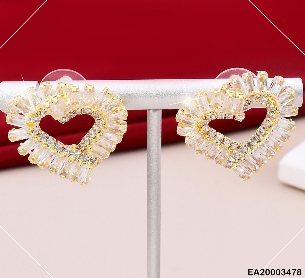 ARETES DOR CROQUI CORAZON ZIRC RECT. EE1252-132