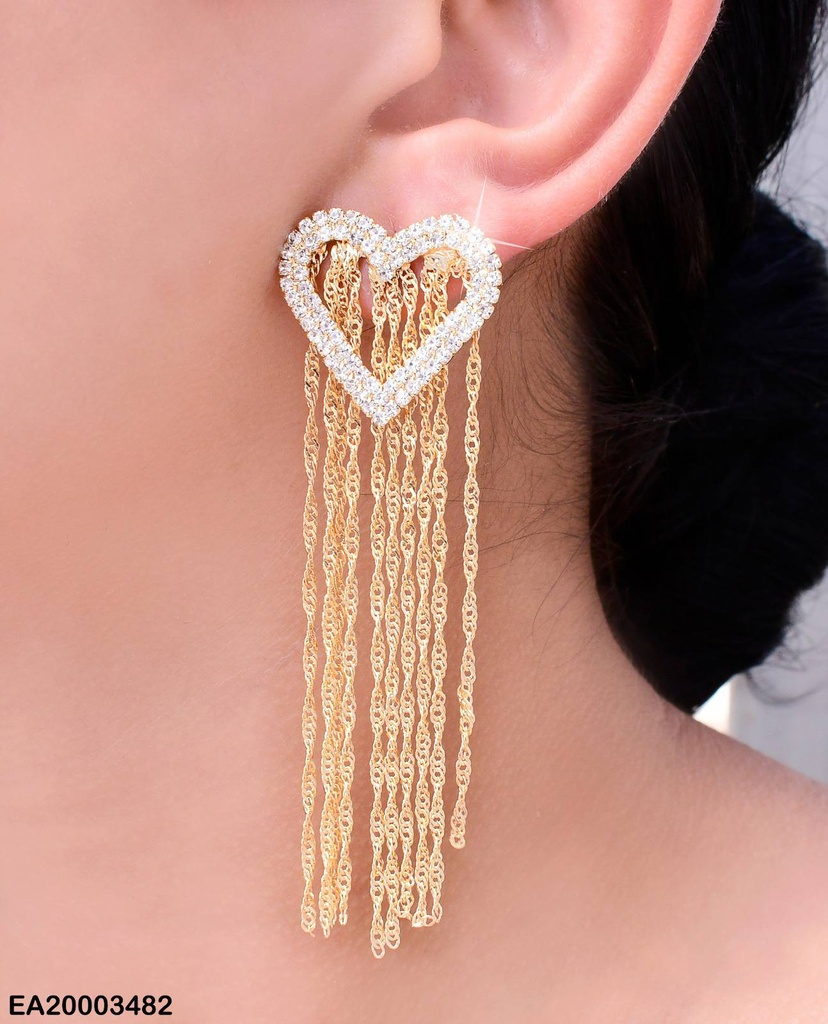 ARETES CORAZON ZIRCONIAS C/LINEAS COLGANTES EE1265-132