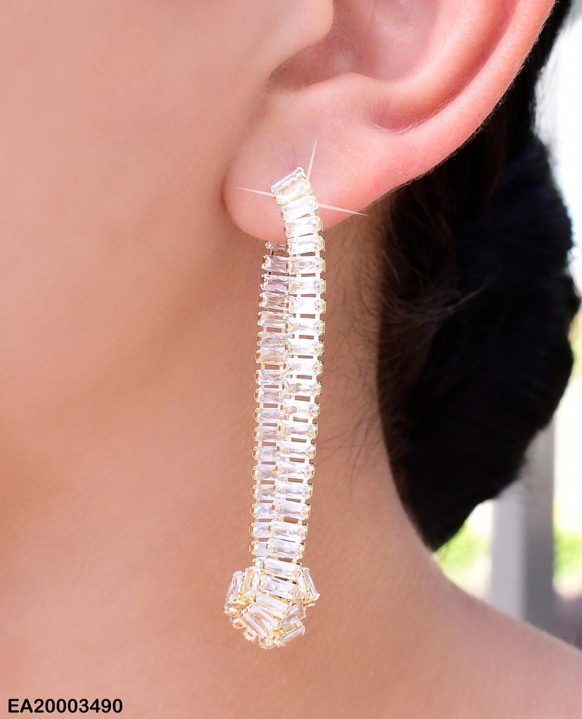 ARETES DOBLE LINEAS Y NUDO ZIRC. RECT EE1309-132