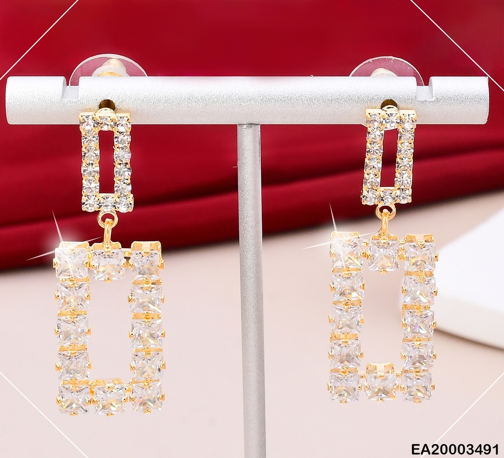 ARETES DOR DOBLE CORQUI RECTANGULO ZIRC EE1328-132