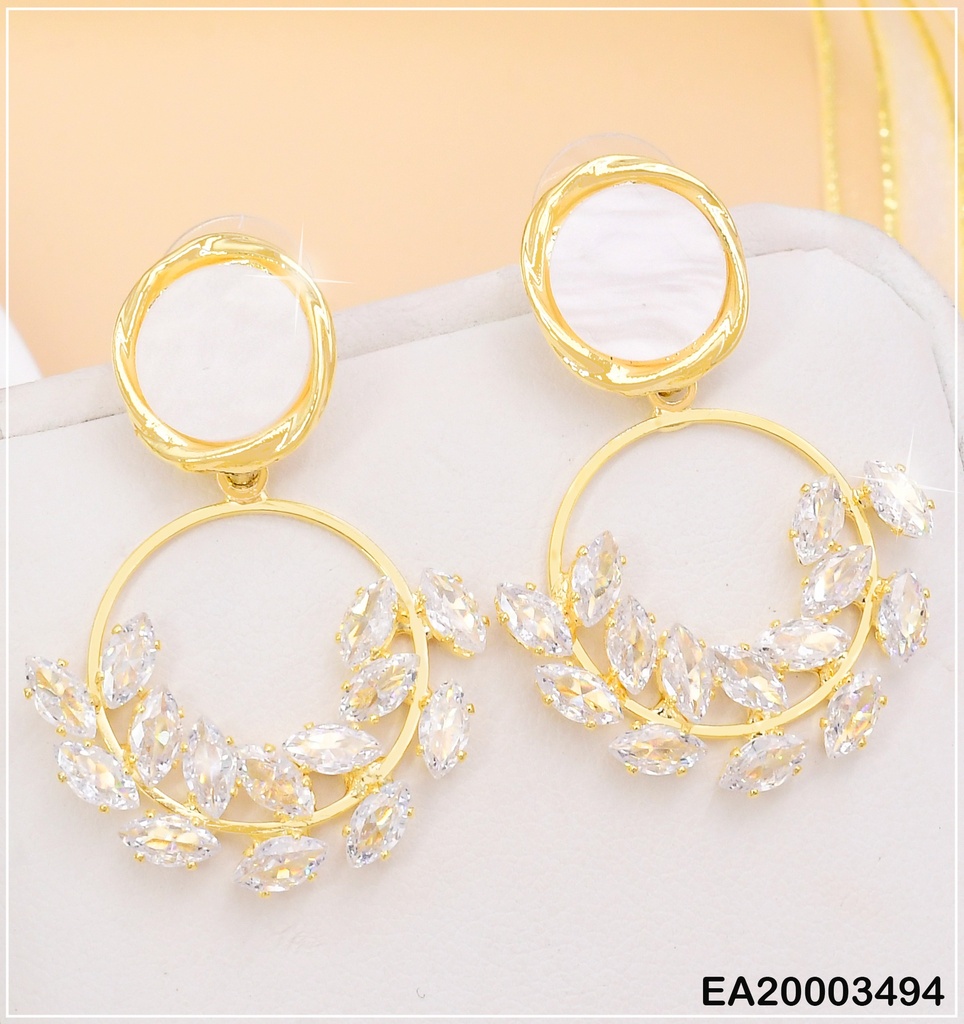 ARETES CIRCULO BLANCO/RUEDA HOJITAS ZIRC EE1345-132