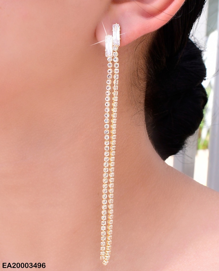 ARETES ZIRC.RECTANGULO C/LINEA COLGANTE EE1354
