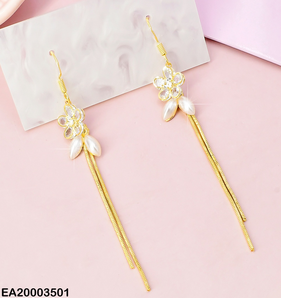 ARETES FLOR 2 HOJAS BLANCAS/2 LINEAS EE1550-289