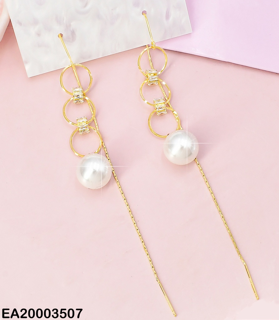 ARETES DOR 3 CIRCULOS /PERLA COLGANTE  EE1556-289