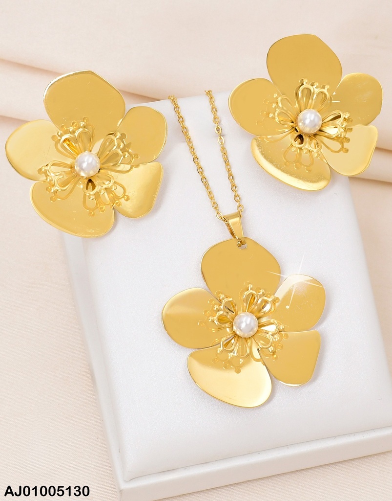 JUEGO DOR FLOR 5 PETALOS /PISTILOS/PERLA CENTRO SA545-45