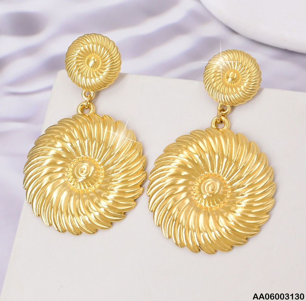 ARETES DOR ESPIRAL PEQ/GR COLGANTE PELOTITA CENTRO EA944-45