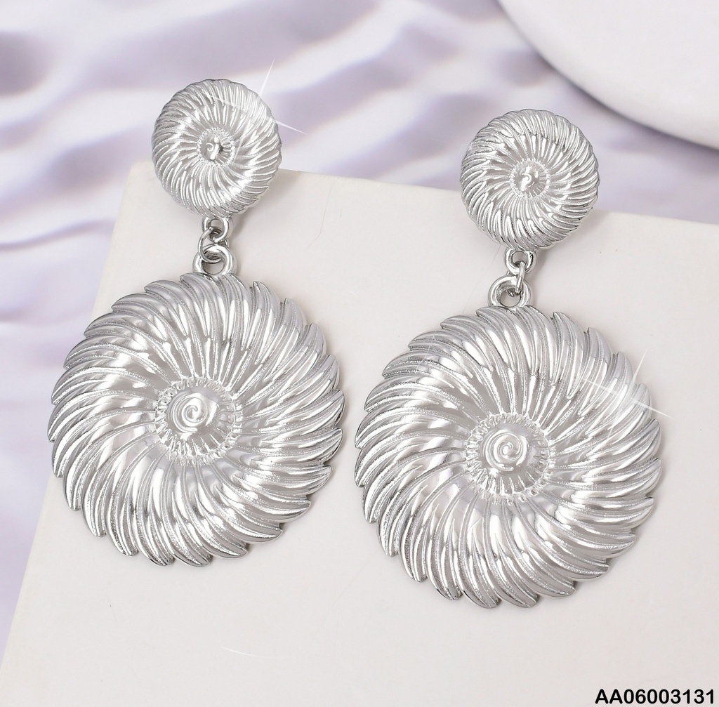 ARETES PLAT ESPIRAL PEQ/GR COLGANTE PELOTITA CENTRO EA945-45