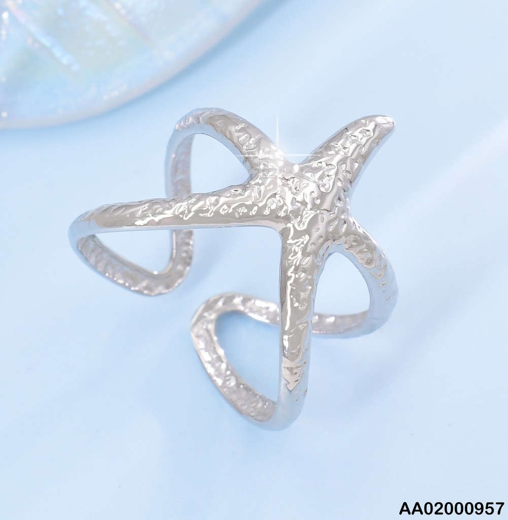 ANILLO PLAT ESTRELLA DOBLE LINEA CORRUGADA RA546-311