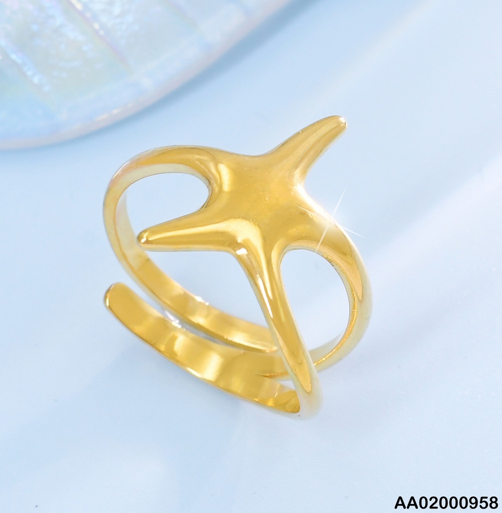 ANILLO DOR ESTRELLA LISA/ 1 LINEA EN UN LADO/2 LINEAS LADO OPUESTO RA533-311