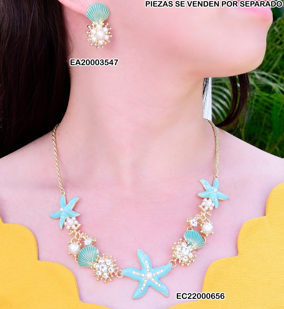ARETES OSTRA TURQUESA C/ESTRELLA PERLITAS EE1840-9