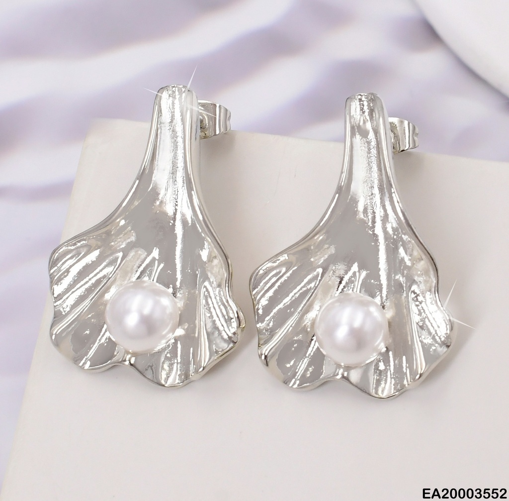 ARETES PLAT.OSTRA ALARGADA C/PERLA CENTRO EE1839-9