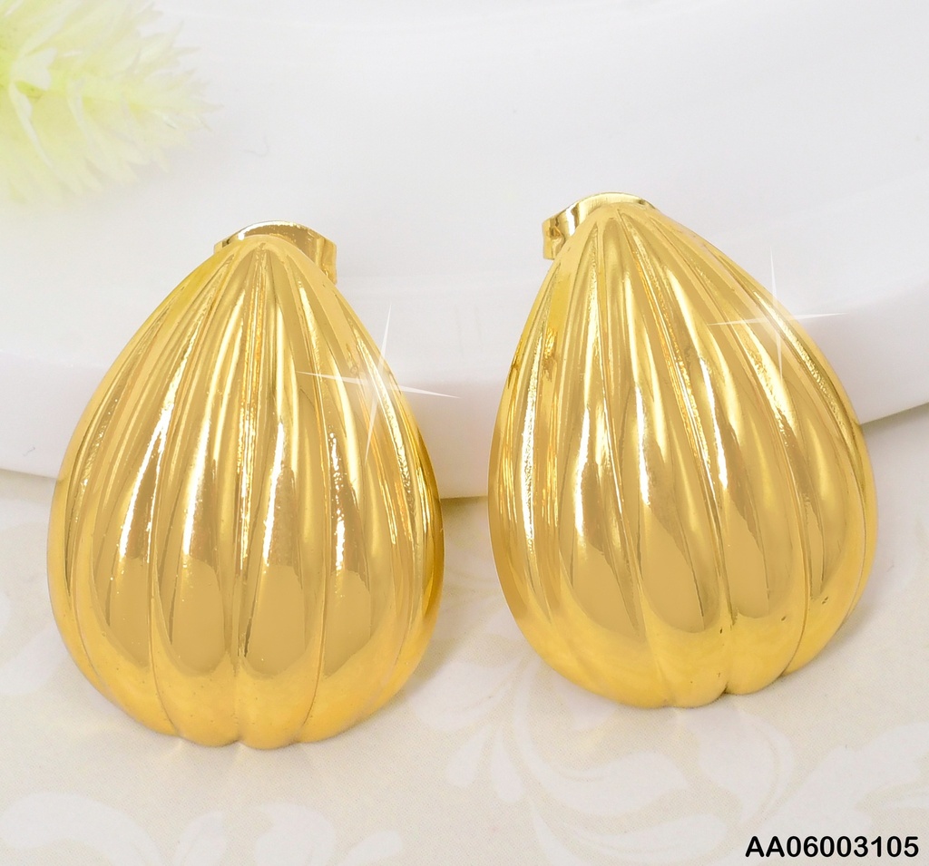 ARETES DOR GOTA RAYAS VERTICALES EA770-1