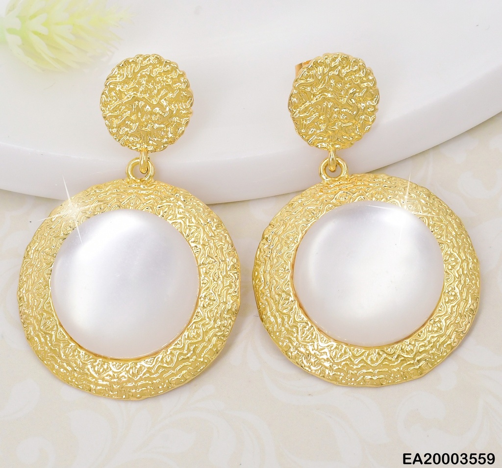 ARETES PLACA RD CORRUGADA C/RD.BLANCO EE2174-301