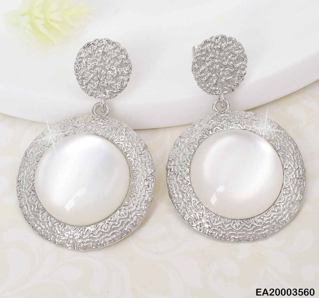 ARETES PLAT.PLACA RD CORRUGADA C/RD.BLANCO EE2175-301