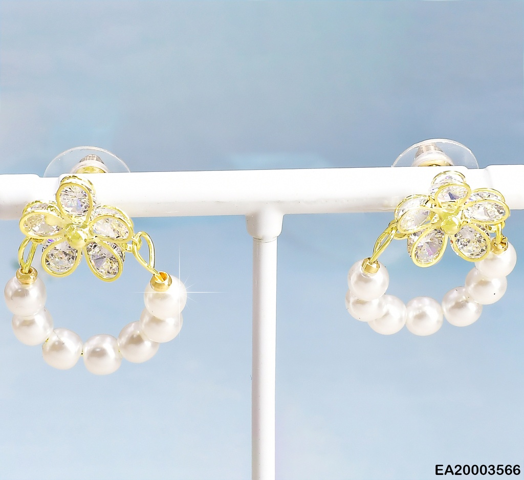 ARETES DOR FLOR CRISTAL / CIRCULO PERLAS EE1207-132