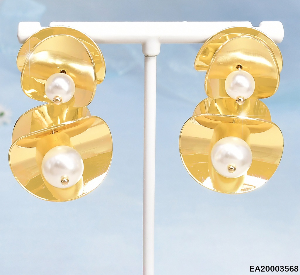 ARETES DOR DOBLE CIRCULO PERLAS CENTRO EE2024-301