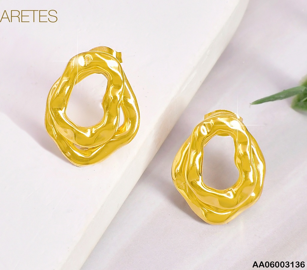 ARETES DOR OVALO IRREGULAR EA950-45