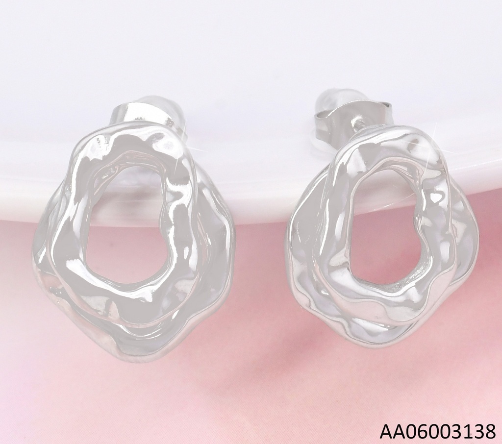 ARETES PLAT OVALO IRREGULAR EA952-45