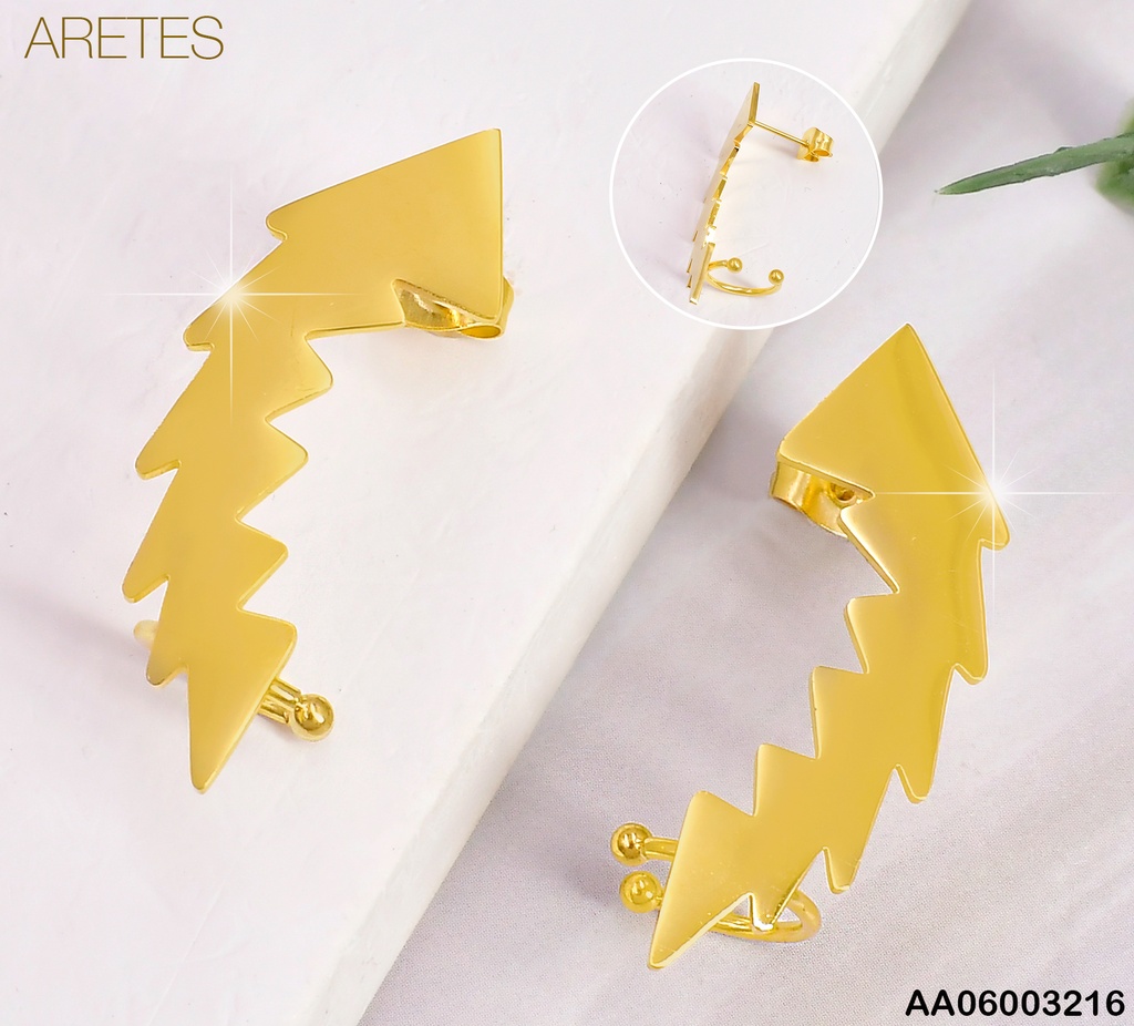 ARETES CAMALEON DORADO FLECHA IRREGULAR EA1088-45