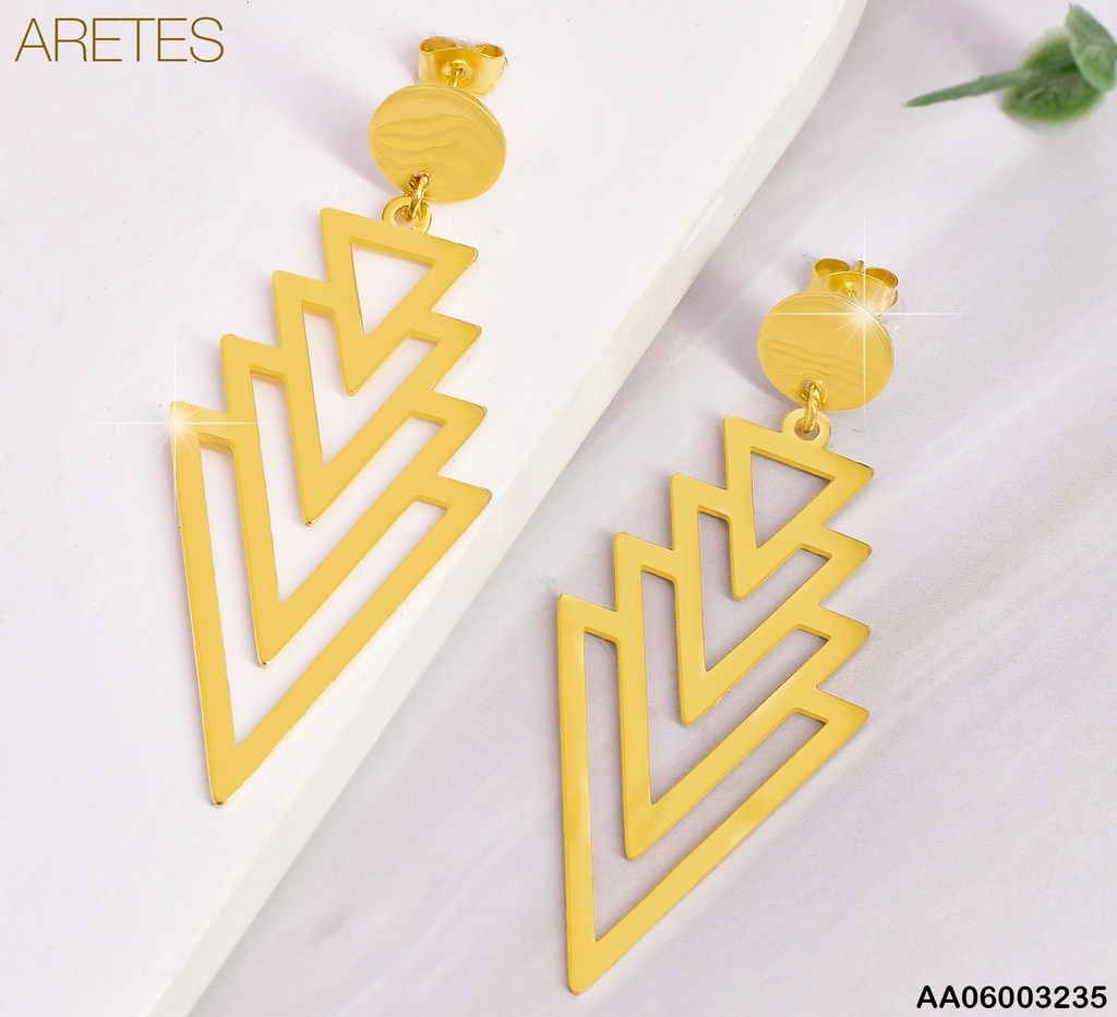 ARETES DOR CIRCULO LISO/ CROQUIS TRIANGULOS INVERTIDOS EA1104-45