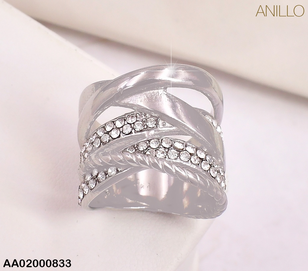 ANILLO PLAT ENTRELAZADOS TORNEADOS /ZIRC./LISOS RA206-305
