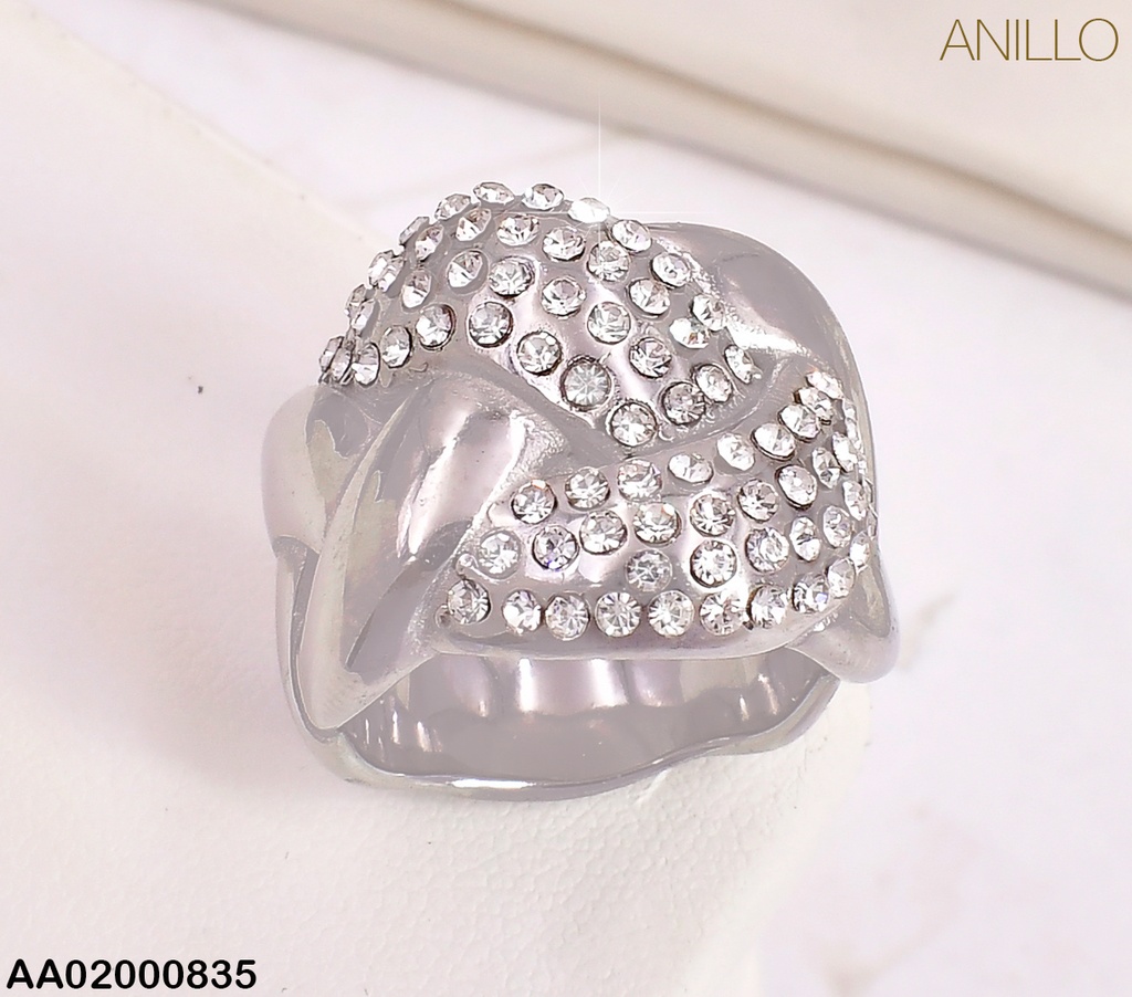 ANILLO PLAT LINEAS ZIRC/LISAS  ENTRELAZADAS CENTRO RA210-305