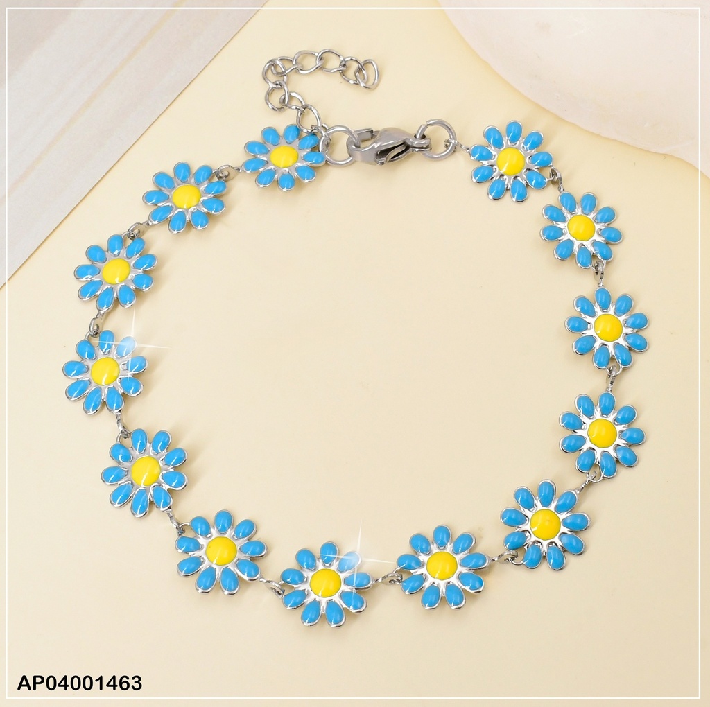 PULSERA PLAT.FLORES CELESTES CENTRO AMARILLO 084982