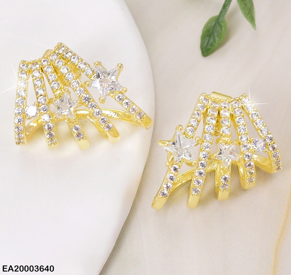 ARETES DOR 5 LINEAS ZIRC RD/ ZIRC. ESTRELLA EE1819-296